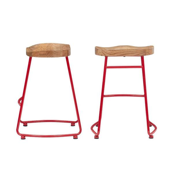 Stylewell Ruby Red Metal Backless, Reedley 25.5 Bar Stool