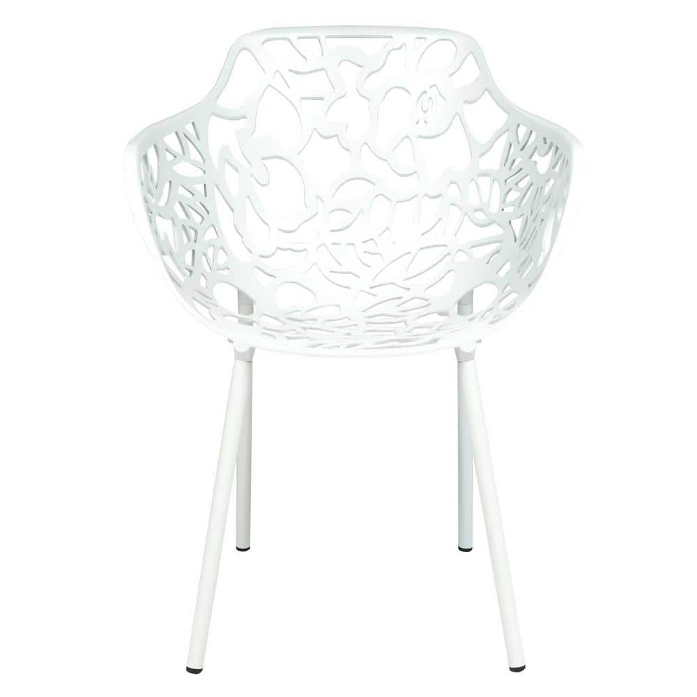 White Aluminum 5-Piece Outdoor Dining Set with Flower Design