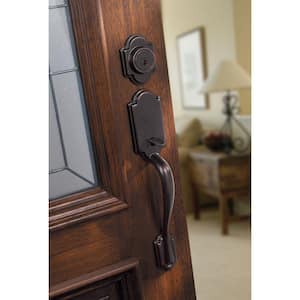 Arlington Venetian Bronze Single Cylinder Door Handleset with Tustin Door Handle Featuring SmartKey Security