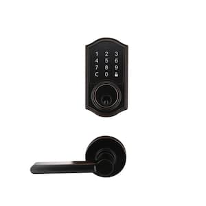 Castle Aged Bronze Electronic Touchpad Single Cylinder Deadbolt with Tonbridge Door Handle Combo Pack