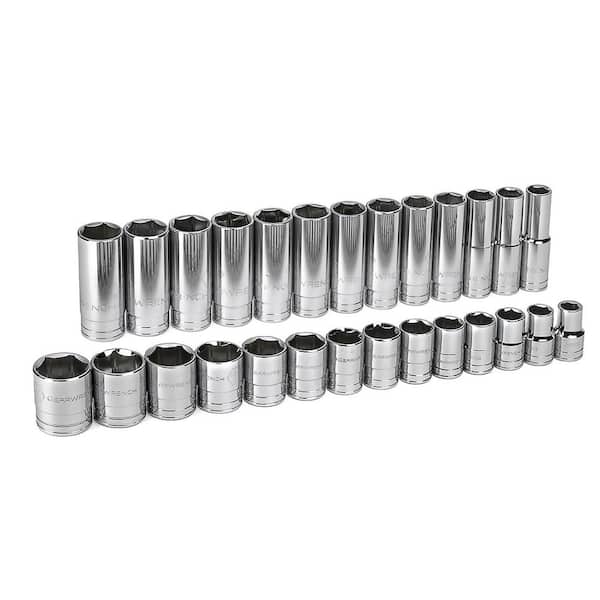 GEARWRENCH 1/2 in. Drive 6-Point Standard and Deep SAE Socket Set (27-Piece)