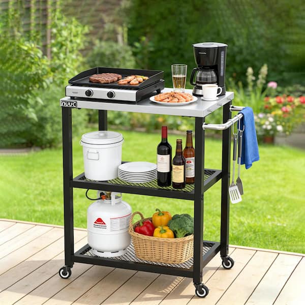 NUUK 24 in. Pizza Oven Grill Cart, Stainless Steel Prep Table with