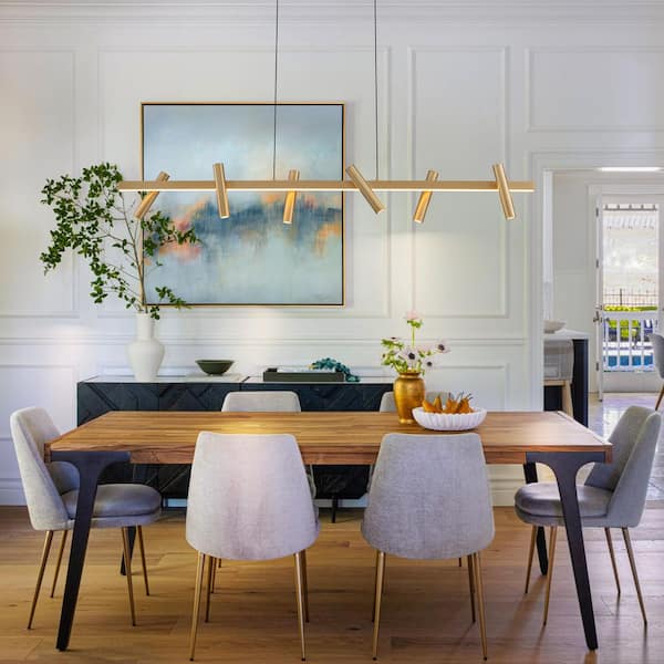 47.24'' 6-Light Modern Gold Linear Integrated LED Pendant Light with Rotatable Heads