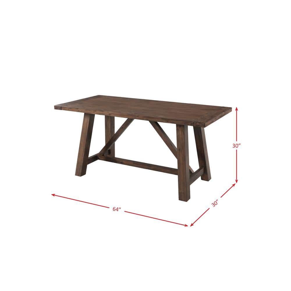 Rustic Walnut 6-Piece Dining Set with Bench and Chairs
