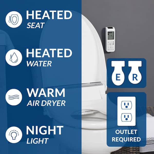 Bliss BB-2000 Electric Bidet Seat for Round Toilets in White