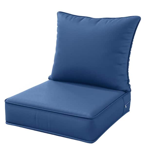 22 in. x 22 in. x 4 in. Square Outdoor Deep Seating Cushion Set Seat and Back Cushion for Lounge Chair Blue