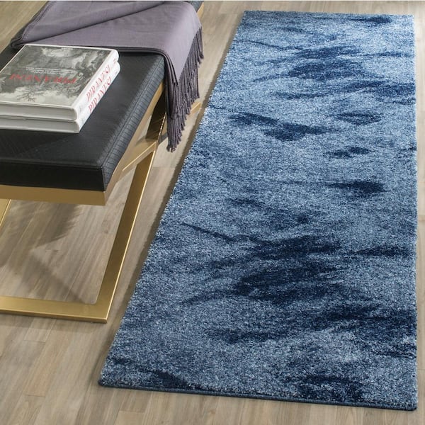 Retro Light Blue/Blue 2 ft. x 13 ft. Gradient Runner Rug