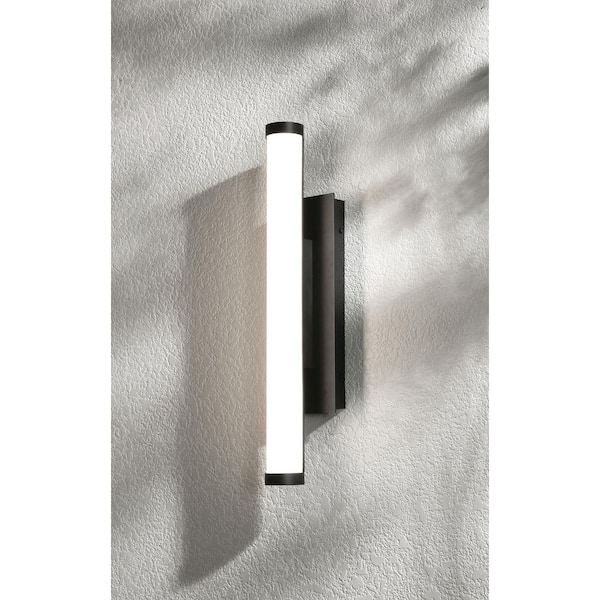 Path 24 in. Black Outdoor Hardwired Cylinder Sconce with Integrated LED
