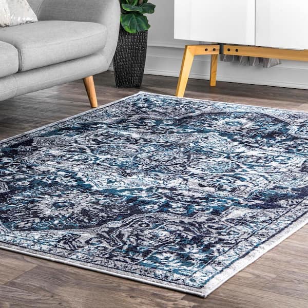 Maryanne Medallion Blue 7 ft. x 9 ft. Area Rug