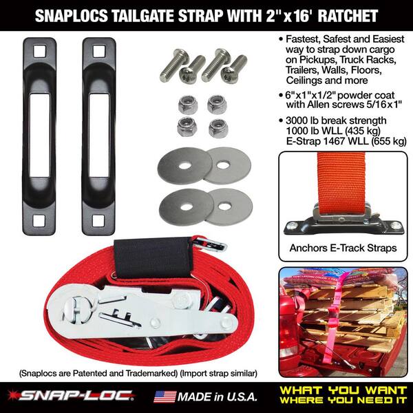 SNAP-LOC 16 ft. x 2 in. Logistic Ratchet E-Strap with Hook and Loop Storage  Fastener in Red SLTE216RR - The Home Depot