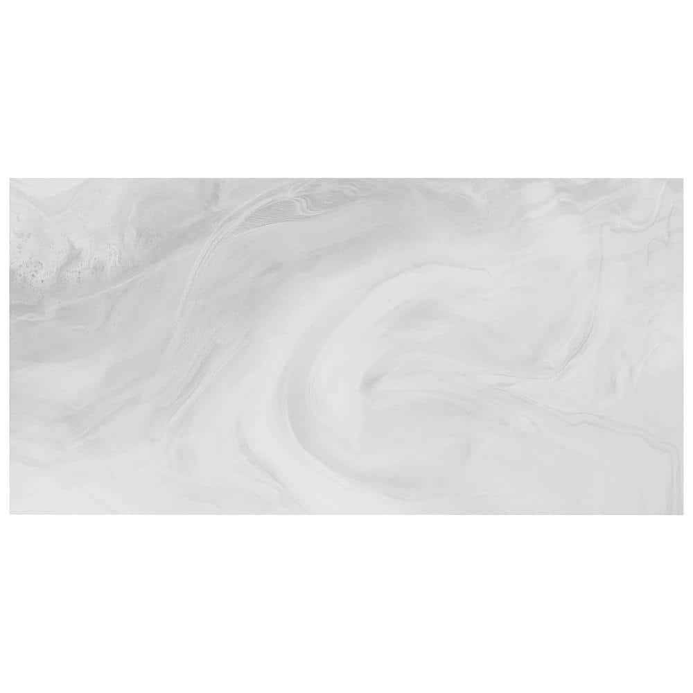 Augusta 24" x 48" Polished White Porcelain Marble Look Tile