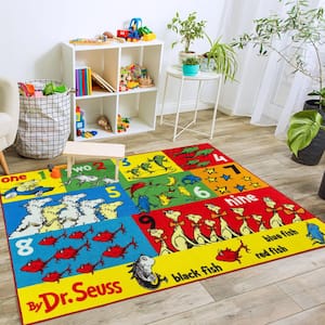One Fish Counting Multi-Colored 4 ft. 5 in. x 6 ft. 5 in. Indoor Polyester Area Rug