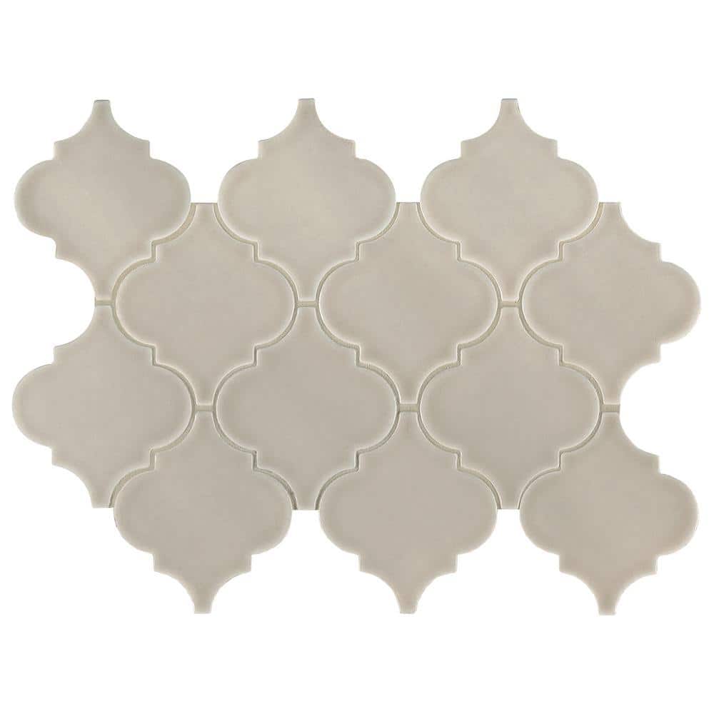 Take Home Tile Sample - Portico Pearl Arabesque 4 in. x 4 in. x 8mm Glossy Ceramic Mesh-Mounted Mosaic (0.25 sq. ft.) price history on PriceWatchPro