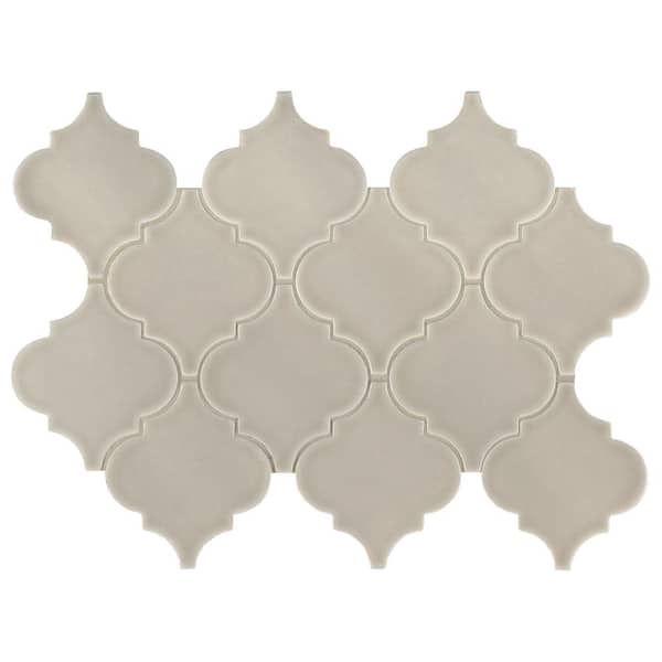 MSI Take Home Tile Sample - Portico Pearl Arabesque 4 in. x 4 in. x 8mm Glossy Ceramic Mesh-Mounted Mosaic (0.25 sq. ft.)