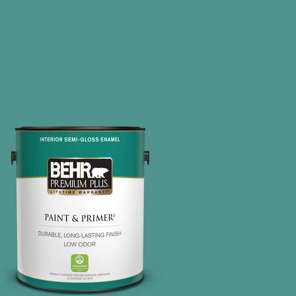 BEHR PREMIUM PLUS 1 gal. #500D-6 Mirage Lake Semi-Gloss Enamel Low Odor Interior Paint & Primer