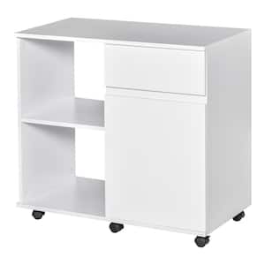BYBLIGHT Atencio White Rolling File Cabinet with Lockable Drawer and ...