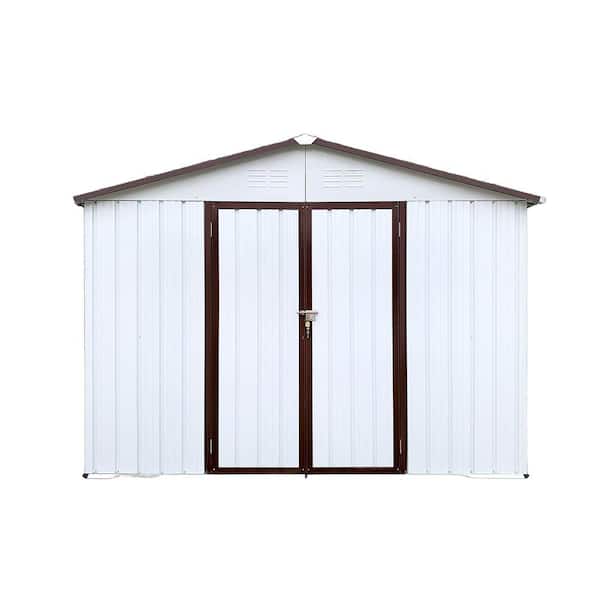 123.2 in. W x 102.4 in. D Outdoor Metal Storage Shed with Window Tool Shed Garden Storage House in White (80 sq ft)