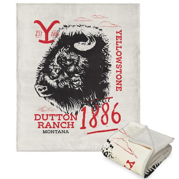 THE NORTHWEST GROUP Paramount Yellowstone Bison Head Silk touch Sherpa Throw