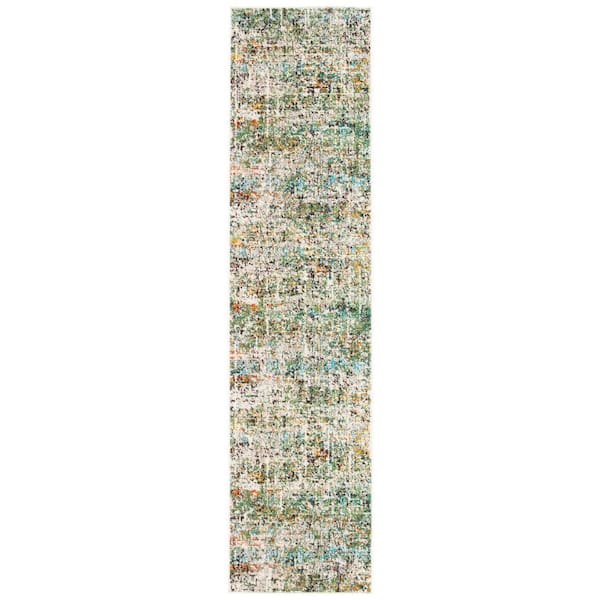 SAFAVIEH Madison Green/Turquoise 2 ft. x 14 ft. Abstract Gradient Runner Rug