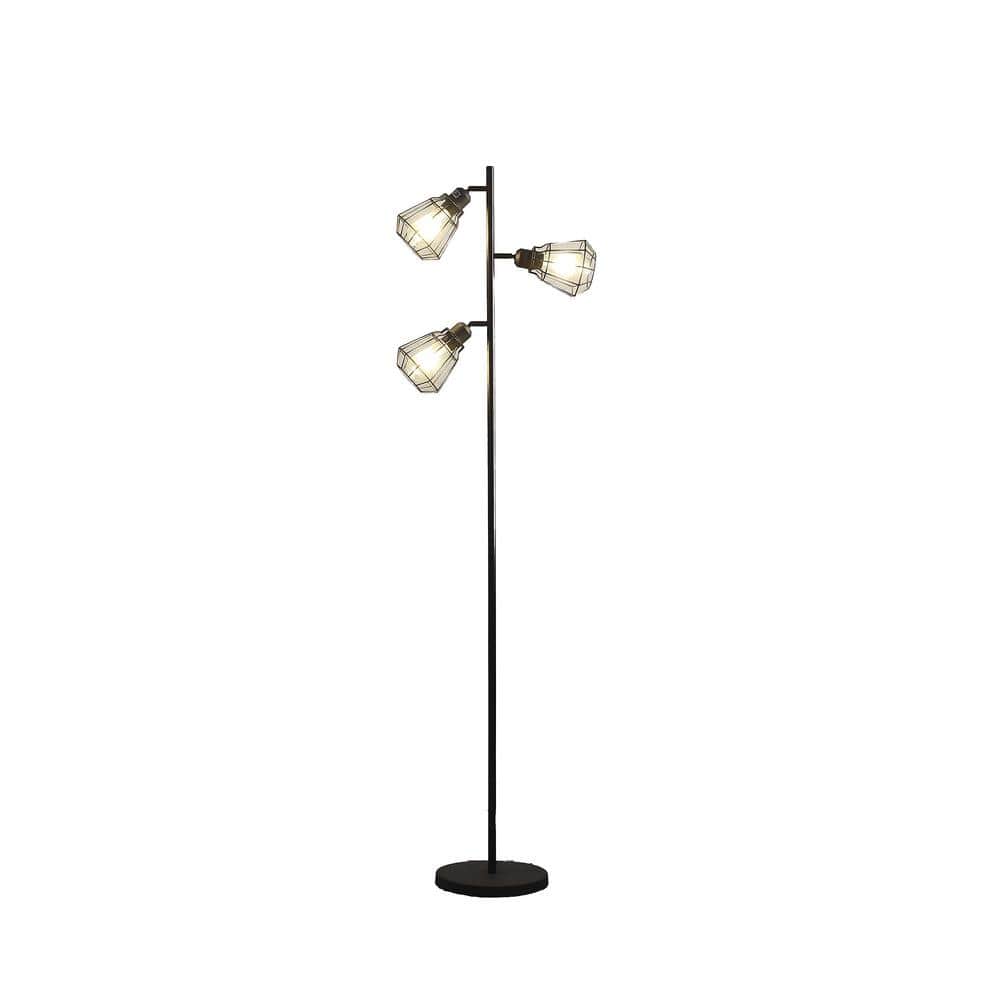 65.5 in. Black 3 Light 1-Way (On/Off) Tree Floor Lamp for Bedroom with Metal Lighthouse Shade price history on PriceWatchPro