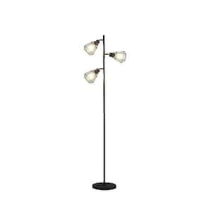 65.5 in. Black 3 Light 1-Way (On/Off) Tree Floor Lamp for Bedroom with Metal Lighthouse Shade