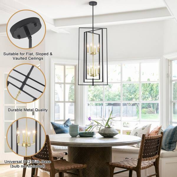 ZJVAIVE 8-Light Black and Gold Candlestick Rustic Sputnik Light