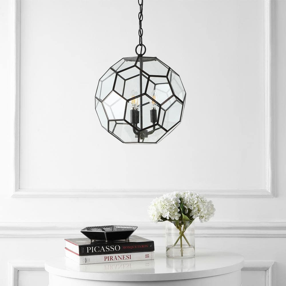 Bee 13.5" Oil Rubbed Bronze Hexagon Glass LED Pendant Light