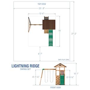 Lightning Ridge All Cedar Wooden Swing Set Playset with Swings, Wave Slide, and Rock Climbing Wall