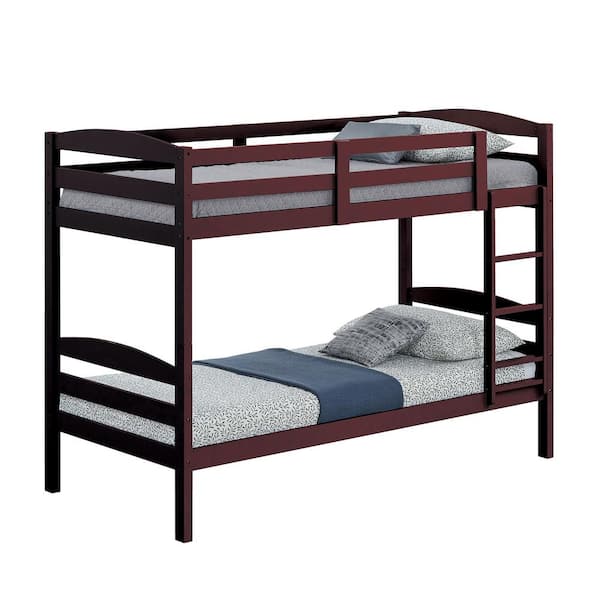 Furniture of America Plains Espresso Twin over Twin Bunk Bed with Arch Slat Design