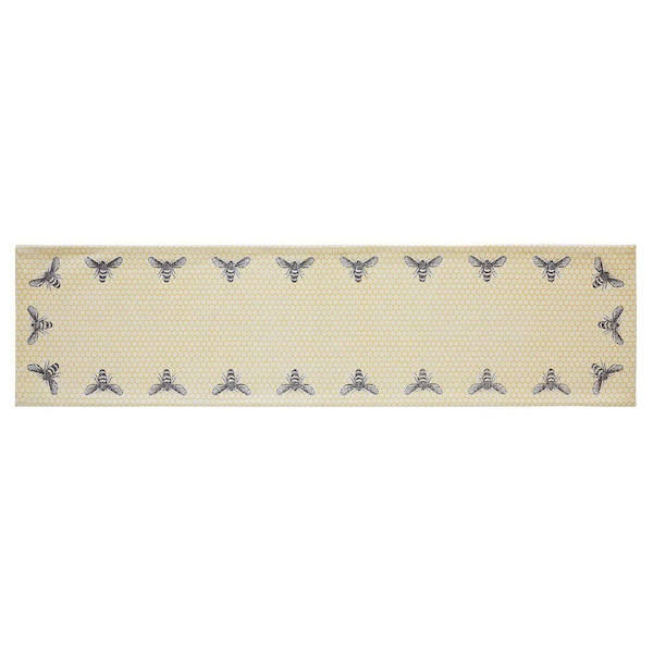 Buzzy Bees 12 in. W x 48 in. L Yellow Honeycomb Cotton Table Runner