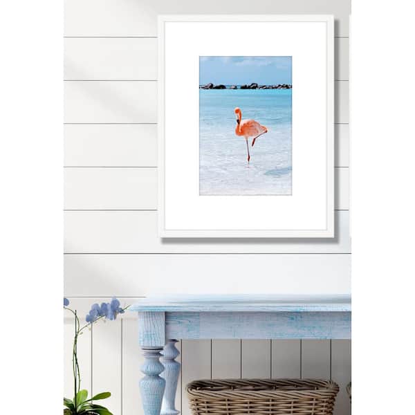 Flamingo in the Water I Framed Giclee Art Print 22 in. x 17 in.