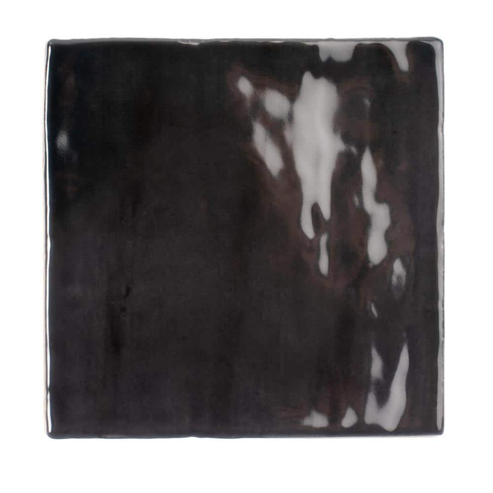 Silken Glossy Black Ceramic Square Wall and Floor Tile