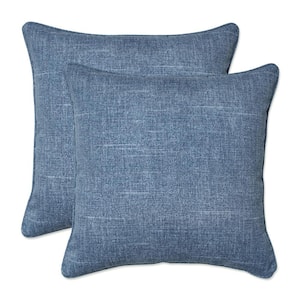 Solid Blue Square Outdoor Square Throw Pillow 2-Pack