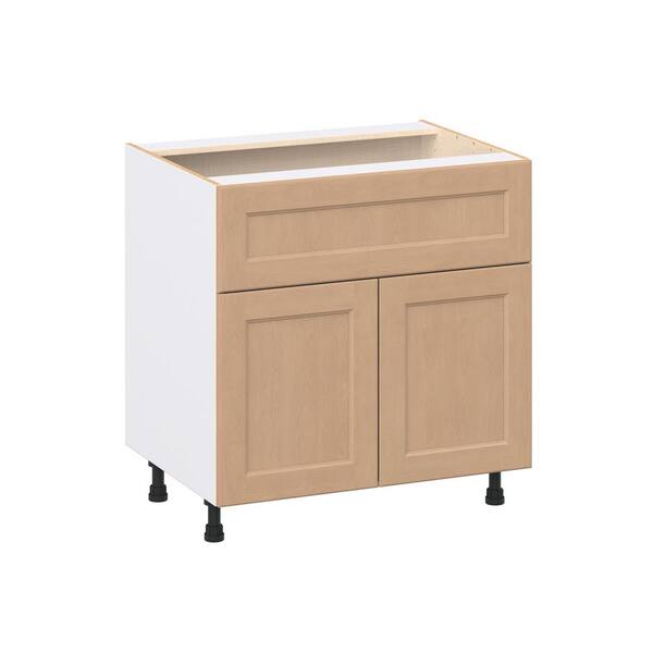 Lakewood 33 in. W x 24.5 in. D x 34.5 in. H Assembled Shaker Base Kitchen Cabinet in Sugar Cookie with 10 in. Drawer
