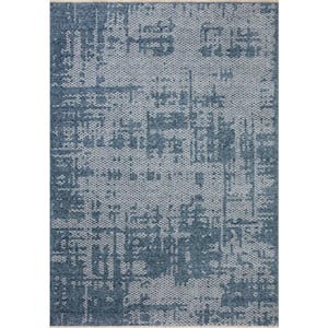 Vance Blue/Ivory 2 ft. x 4 ft. Modern Abstract Area Rug