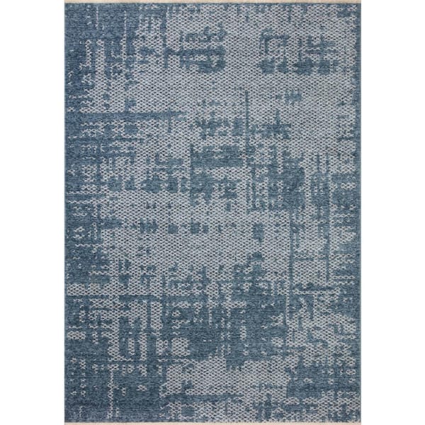 LOLOI II Vance Blue/Ivory 2 ft. 7 in. x 10 ft. Modern Abstract Runner Area Rug