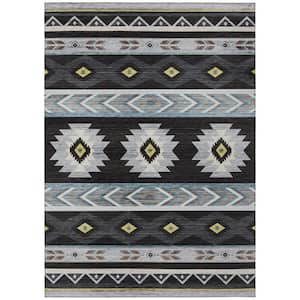 Sonora Black 3 ft. x 5 ft. Geometric Indoor/Outdoor Area Rug