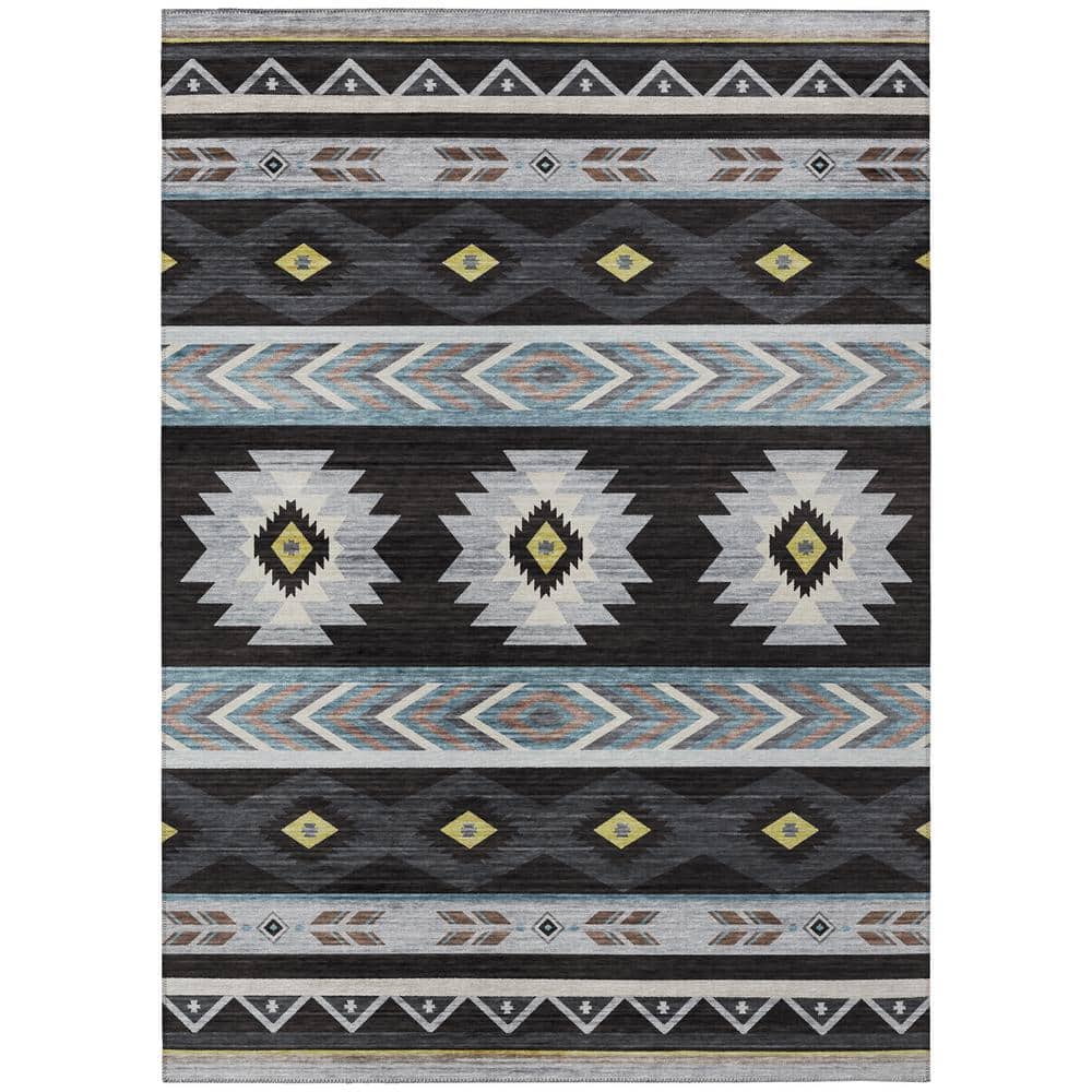 Sonora Black 8 ft. x 10 ft. Geometric Indoor/Outdoor Area Rug