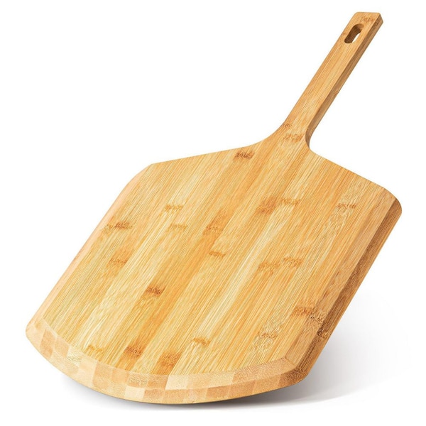 16 Inch Natural Bamboo Pizza Peel with Ergonomic Handle for Transferring and Serving Pizza, Bread, and Cheese