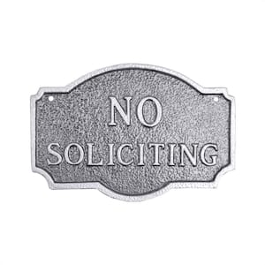 4.5" x 7.15" Petite Montague No Soliciting Statement Plaque Sign - Swedish Iron/Silver