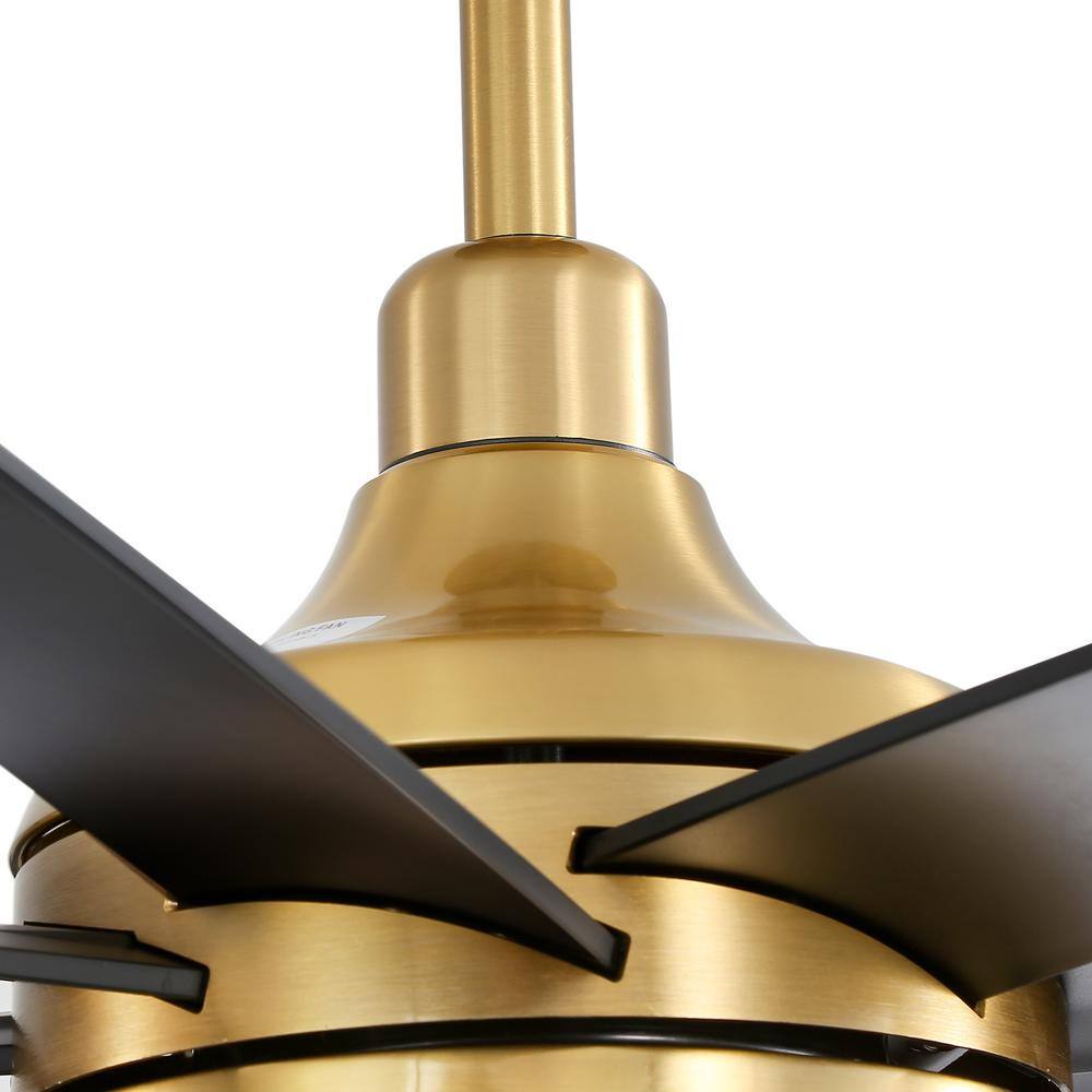 72" Gold and Black Modern Ceiling Fan with LED Light and Remote