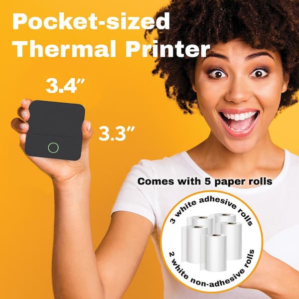 C CORE INNOVATIONS - Wireless Mini Portable Thermal Printer Label Maker, Paper Included for Android and iOS Phone, Black