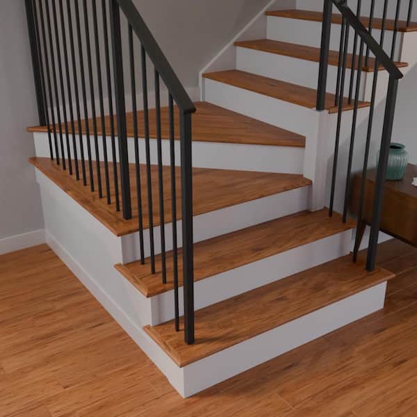0.75 in. x 3.5 in. x 96 in. Prefinished Vintage Barrel Hickory Wood Stair Landing Tread