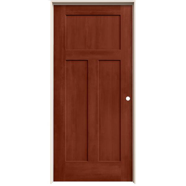 JELD-WEN 36 in. x 80 in. Craftsman Amaretto Stain Left-Hand Molded Composite Single Prehung Interior Door