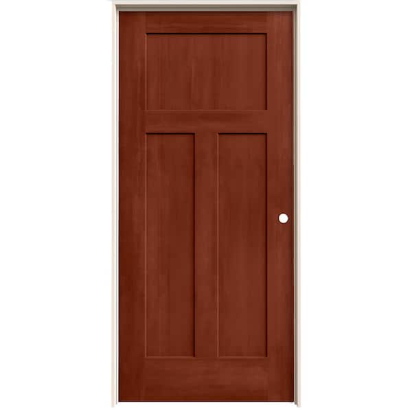 JELD-WEN 36 in. x 80 in. Craftsman Amaretto Stain Left-Hand Solid Core Molded Composite MDF Single Prehung Interior Door