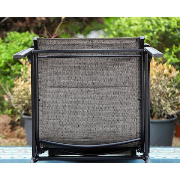 PHI VILLA Black Metal Meshed Frame Outdoor Patio Swivel