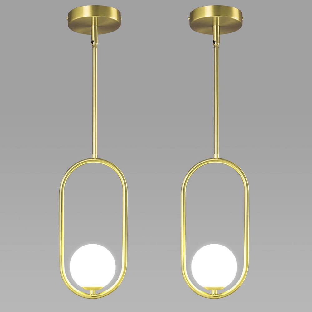 Home Lighting 16.92 in. 1-Light Gold 2-Pack Modern Minimalist Globe Hanging Light Pendant Light for Kitchen price history on PriceWatchPro