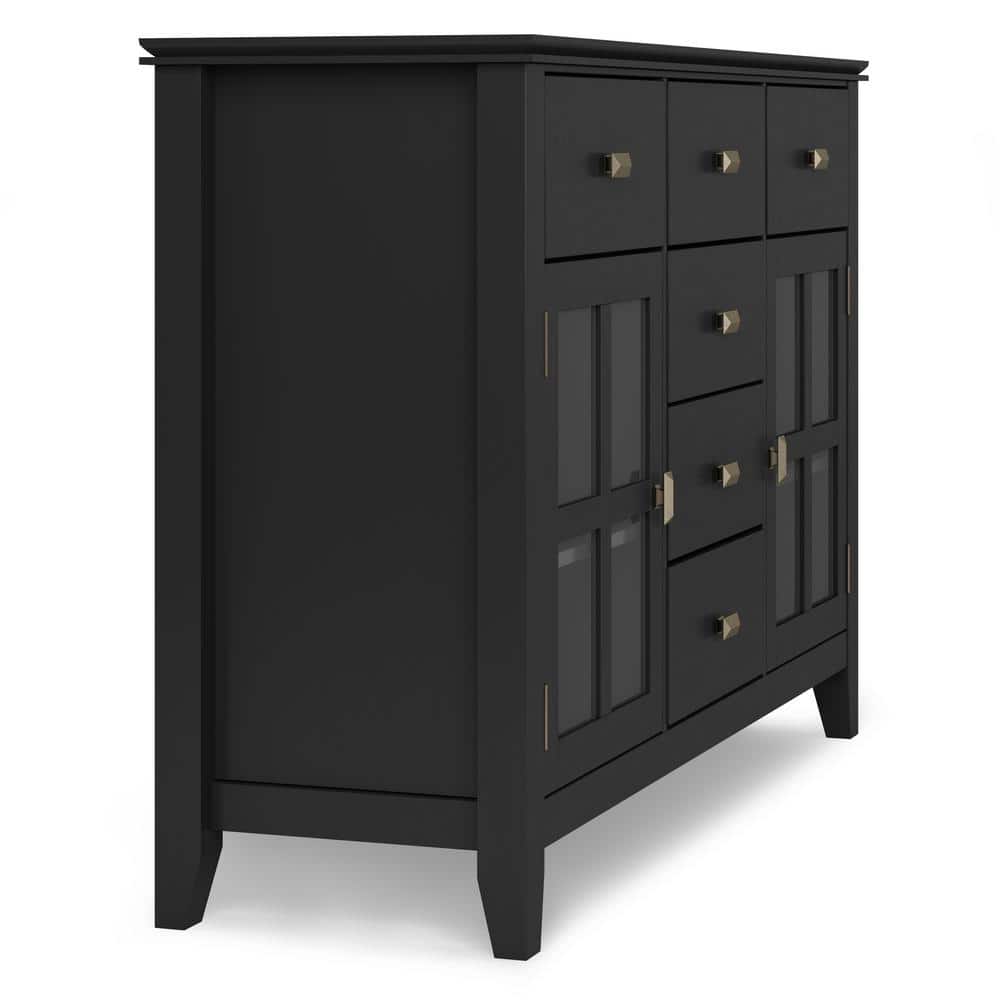 Artisan Solid Wood Sideboard Buffet in Black with Adjustable Shelves