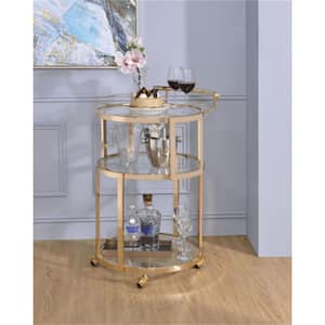 Gold Serving Cart with Glass Top