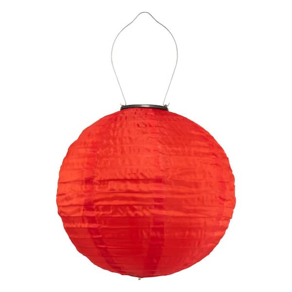 ALLSOP Soji 1-Light Original 12 in. Warm Red Round Integrated LED Hanging Outdoor Nylon Solar Lantern Light